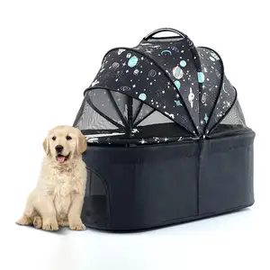 Pet outdoor traveling portable carrier 4 wheels trolley car foldable high tech comfort wheels pet dog cat carrier trolley car