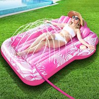 Lit flottant double gonflable avec pare-soleil à pulvérisation pour adultes, en PVC, modèle PSC - Chaise longue de piscine extérieure