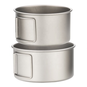 便携式超轻钛餐具套装3毫米厚碗盘盘带提包户外野营炊具 - Product Image 1