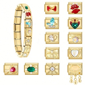 Italian Module Stainless Steel Jewelry Set DIY Gold Patch Vintage <b>Bracelet</b> with Exquisite Creative Pendant Fashion Accessories - Product Image 2