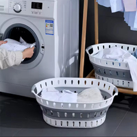 Panier à linge sale pliable à prix d'usine en plastique de forme rectangulaire portable idéal pour le stockage du linge domestique