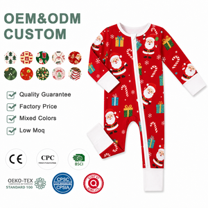 Ropa de Bambú para Bebé de 0 a 24 Meses, Unisex, para Uso Diario, con Doble Cremallera, <span class=keywords><strong>Pijama</strong></span> de Bambú para Bebé, Impresión Personalizada OEM ODM - Product Image 1