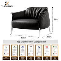 Fauteuil lounge ergonomique en cuir véritable fait main, design italien Archibald, respectueux de l'environnement, design moderne, salon, salle à manger