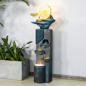 Fuente de agua circulante minimalista moderna con anillo de luz dorado con diseño de ciervo y diseño rectangular para decoración de sala de estar - Product Image 2