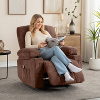 Fauteuil inclinable à bascule VANBOW, surdimensionné, rembourré, en tissu, avec porte-gobelets et poche latérale pour le salon