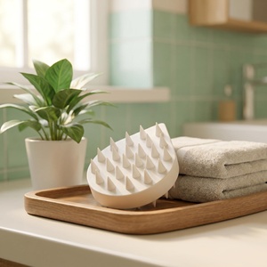 Brosse de massage du cuir chevelu ergonomique en silicone en forme de goutte d'eau, avec nœuds doux arrondis, pour le shampoing, portable, anti-stress, masseur capillaire - Product Image 4