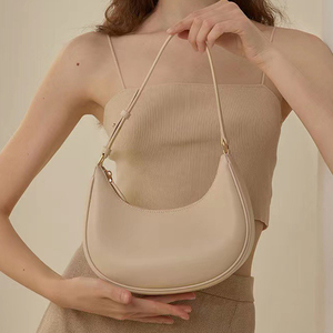 Bolso de Hombro Tipo Media Luna para Mujer, Minimalista, de Cuero Genuino, Bolso Hobo, Bolso de Mano, Personalizable con Logotipo, OEM, ODM - Product Image 3