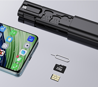 Câbles de charge USB 5 en 1 mallette de rangement L et tête de convertisseur Micro et USB et câble de charge C-C 60W avec broche d'éjection et prise de carte