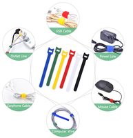 Sangles de serrage autobloquantes en nylon coloré Double boucle de crochet latérale Attache de câble automatique flexible en plastique détachable auto-agrippant