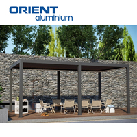 ORIENT Garden Gazebo Louvre Toldo Apertura eléctrica Patio Arcos Lumbrera Techo Aluminio Madera Pérgola 6m Haz impermeable