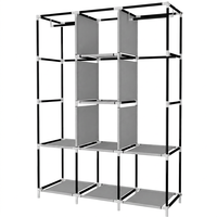 Armoire Portable Pliable Simple 105cm avec Deux Barres de Suspension Simples, Cadre en Acier Galvanisé, Housse à Fermeture Éclair, Montage Sans Outil
