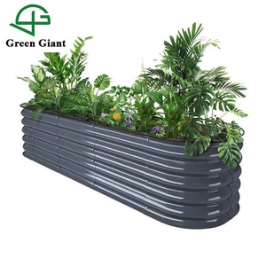 OEM Style moderne personnalisé Pots de fleurs en métal gris de 17 ''de haut Pots de fleurs d'extérieur pour légumes pour le centre commercial - Product Image 1