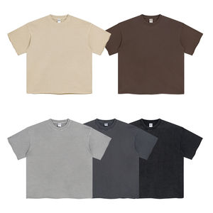 Camisetas de peso pesado de marca personalizada, camiseta Vintage en blanco para hombre, camisetas de gran tamaño con dobladillo crudo, ropa de calle, camisetas para hombre con lavado ácido - Product Image 2