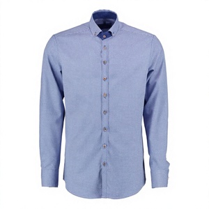 Camisas casuales de manga larga para hombre, a cuadros azules y blancos, ajustadas, estilo bávaro, camisas de vestir, camisa bávara para hombre - Product Image 1