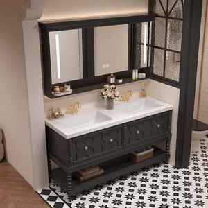 Modern floor-standing cosmetic bathroom cabinet slate seamless integrated basin bathroom washbasin - Product Image 1