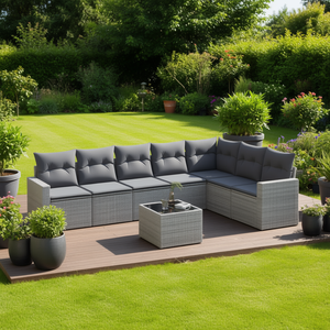 Ensemble de canapés de jardin modulaires en rotin gris, mobilier d'extérieur haut de gamme, collection de salon de patio sectionnel 10 places - Product Image 2
