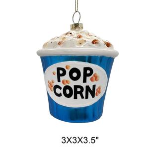 Adornos Navideños de Cristal Soplado con Forma de Hombre de Jengibre, Palomitas de Maíz, Galletas, Papas Fritas y Comida de Parque de Atracciones para Árbol de Navidad - Product Image 1