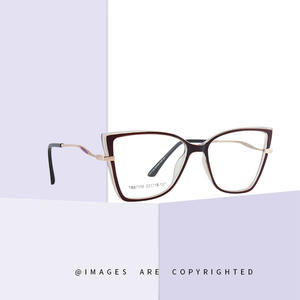 Lunettes de vue œil-de-chat TR90, monture intégrale, verres anti-lumière bleue, unisexe, monture métallique, design bicolore - Product Image 2