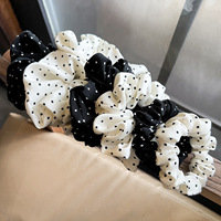 Chouchous en satin à pois pour femmes, élastiques à cheveux style vintage, en tissu doux, attaches pour queue de cheval, accessoire capillaire