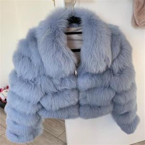 Cappotto Invernale di Alta Qualità per Donne, Giacca <span class=keywords><strong>Corta</strong></span> in Finta <span class=keywords><strong>Pelliccia</strong></span> di Volpe, Moda Autunno-Inverno per Ragazze - Product Image 5
