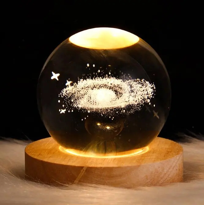 Lámpara LED de noche, bola de cristal, regalo de cumpleaños y Navidad