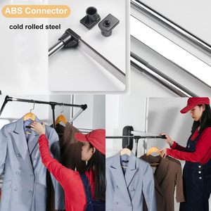 Trung Quốc tùy biến có thể điều chỉnh có thể thu vào tủ quần áo nhiệm vụ nặng nề tủ quần áo tổ chức quần áo giá tủ quần áo nâng đường sắt - Product Image 5