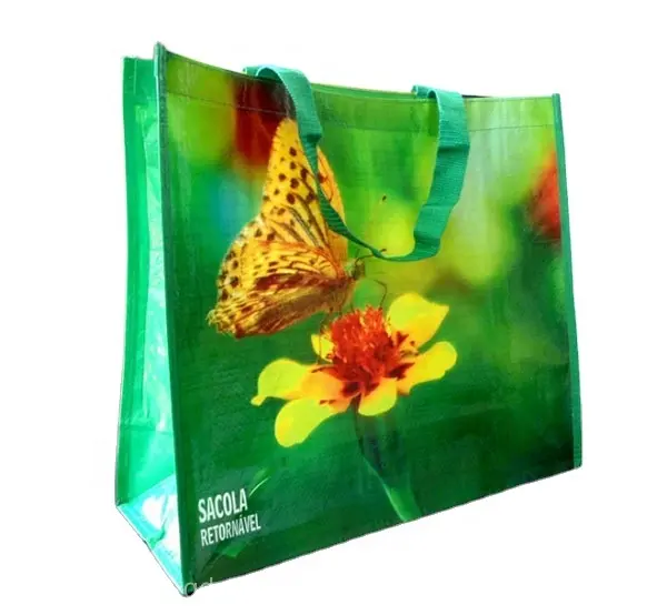 Bolsa de comestibles reutilizable para supermercado, bolsa de compras de PP laminada con logotipo personalizado Eco, no tejida, reciclada, venta al por mayor