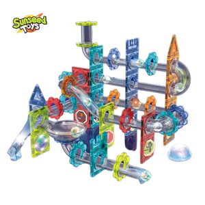 STEM DIY LED Light 3D Rolling Ball Track Kids Educational Magnetic <strong>Building</strong> <strong>Blocks</strong> Set Plastic Magnetic Tiles <strong>Marble</strong> <strong>Run</strong> Track - Product Image 2