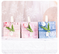 Handgefertigte Tulpen-Ölgemälde Geschenkbox Starre Schachteln mit Glanzlaminierung und Prägung für Valentinstag Geburtstagsgeschenke