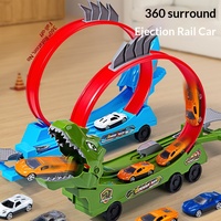 Ensemble de voitures transformables dinosaures Yuglow - Jouet de course avec piste de lancement à assembler pour garçons