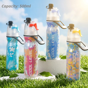 Botella Deportiva de 500 ml con Doble Pared y Aislamiento Frío, Fabricada con PE Ecológico, con Pulverizador de Niebla, Tapa de Rosca para Beber Directamente, Apta para Lavavajillas, Portátil - Product Image 1