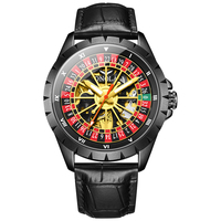Montre automatique mécanique pour homme ONOLA 3869, design roulette, bracelet en cuir, étanche, montre à remontage automatique, cadeau