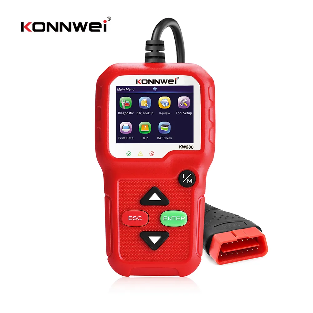 Intuitive digital display Original KONNWEI factory auto diagnostic device KW680 detect car engine with data print on PC