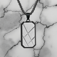Pendentif badge militaire octogonal à facettes 3D déformé style minimaliste tendance pour homme Collier chaîne boîte plaqué or
