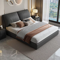 Lits rembourrés réglables avec rangement Caractéristiques Luxe Moderne en cuir Double King Size Ensemble de meubles de chambre à coucher d'hôtel