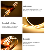 Bande LED COB à télécommande IP20 Ra 90 Haute Densité Sans Points DC12V 24V 480 LED WiFi App 2700K 4500K UKCA Garantie 5 Ans