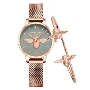Jam tangan Quartz jaring baja emas mewah, jam tangan olahraga kasual pria dengan tampilan tanggal modis minimalis gaya Jepang