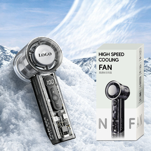 Ventilateur portable turbo à 100 vitesses réglables, 1200 mAh, avec affichage numérique de la vitesse du vent, en ABS, pour refroidissement semi-conducteur - Vente en gros - Product Image 1