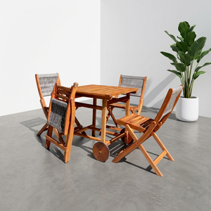 Ensemble table et chaises de salle à manger modernes en bois massif, prix usine, pour hôtel, usage extérieur, durable, écologique, origine Vietnam - Product Image 3
