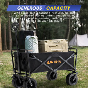 SAN HIMA 耐荷重100kg アウトドア ガーデン ビーチ トロリー 釣り用 折りたたみ式 キャンプカート ワゴン ポータブル 折り畳み式 荷物カート - Product Image 2