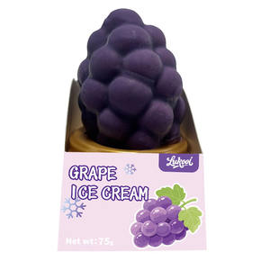 Tatlı Üzüm Aromalı 3D Mor Üzüm Şeklinde HELAL Sertifikalı Kutulu Dondurma Lukebingbing Marka 75g 18 Ay Raf Ömrü - Product Image 1