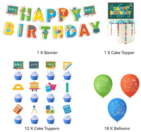 Kit de Décoration pour Fête d'Anniversaire Thème Scolaire : Bannière Mathématique, Guirlande, Décorations de Gâteau, Décorations de Cupcakes, Ballons Imprimés à l'Hélium, Cadeaux