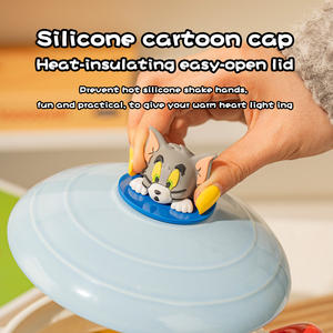 Tazón de cerámica ecológico de 1100 ml de <span class=keywords><strong>Tom</strong></span> y <span class=keywords><strong>Jerry</strong></span> con tapa y asa, viene con caja de regalo, ideal para regalar, uso doméstico - Product Image 3