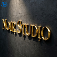 Enseigne de salon de beauté SPA et panneaux de réception, lettres en métal miroir doré, logo de marque 3D LED rétroéclairé pour entreprise