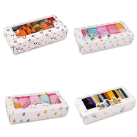 Boîte de rangement en papier artistique avec fenêtre et gaufrage, motif de dessin animé mignon, matériau durable pour le rangement des chaussettes pour enfants et l'emballage de cadeaux