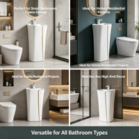 Lavabo sur pied moderne en céramique, style contemporain, avec mitigeur, pour salle de bain