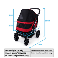 Chariot de transport pour animaux de compagnie à 4 roues de haute qualité, avec motif animalier tendance, pour chats et chiens, idéal pour les voyages en extérieur