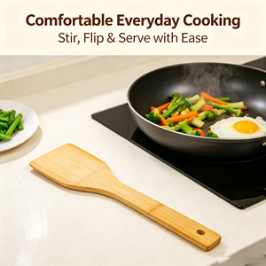 Ensemble d'ustensiles de cuisine <span class=keywords><strong>en</strong></span> bambou naturel avec support de rangement, spatule et cuillère <span class=keywords><strong>en</strong></span> <span class=keywords><strong>bois</strong></span> anti-rayures, <span class=keywords><strong>kit</strong></span> sûr pour toutes les poêles antiadhésives - Product Image 6