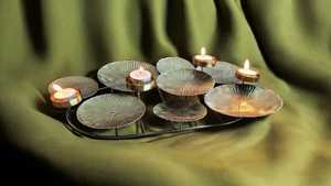 Decorative Metal Multi Tealight Candle Holder Lotus Leaf Design Table Centerpiece Candle <b>Stand</b> for Home Decor and Wedding - Product Image 6