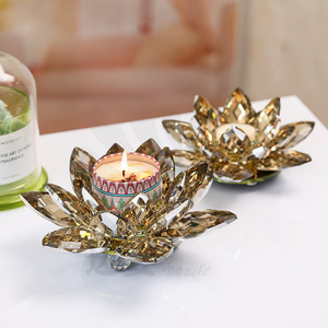 Darzilla Crystal Candle Holder Lotus Shape Heat Resistant Glass Home Decoration For Bedroom Living Room Ornament - Product Image 3